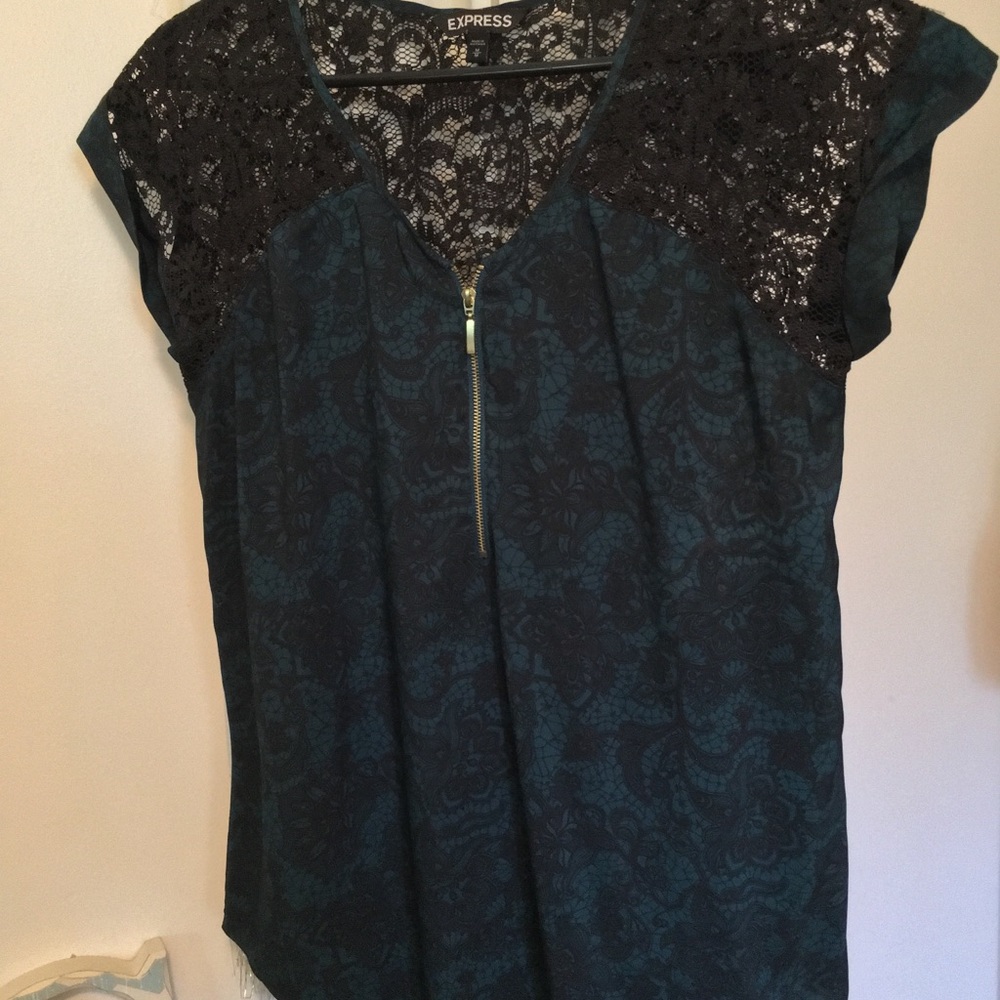 Dark turquoise/lace Express short sleeve shirt